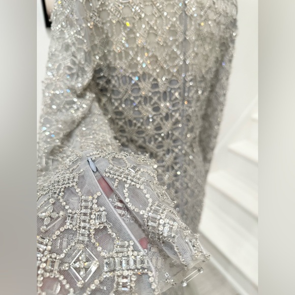 Georges Hobeika Beaded Tulle Shirt Flared Gown Maxi Dress - Picture 11 of 15